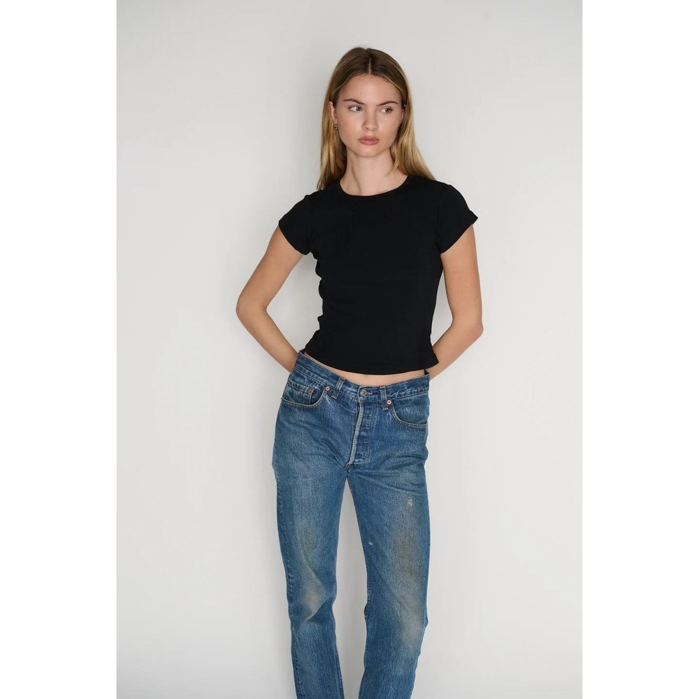 RLT Ribbed cotton Tee - BLACK Medium